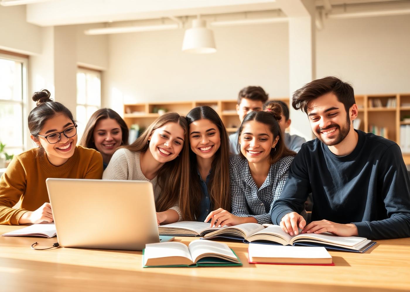 Estudantes a colaborar no centro de estudos